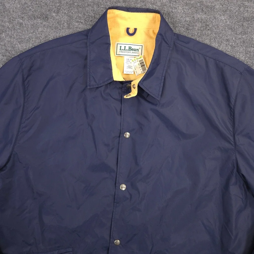 Vintage LL Bean Coaches Jacket Mens XXL Navy Blue Chamois Lined Made‎ In USA NEW